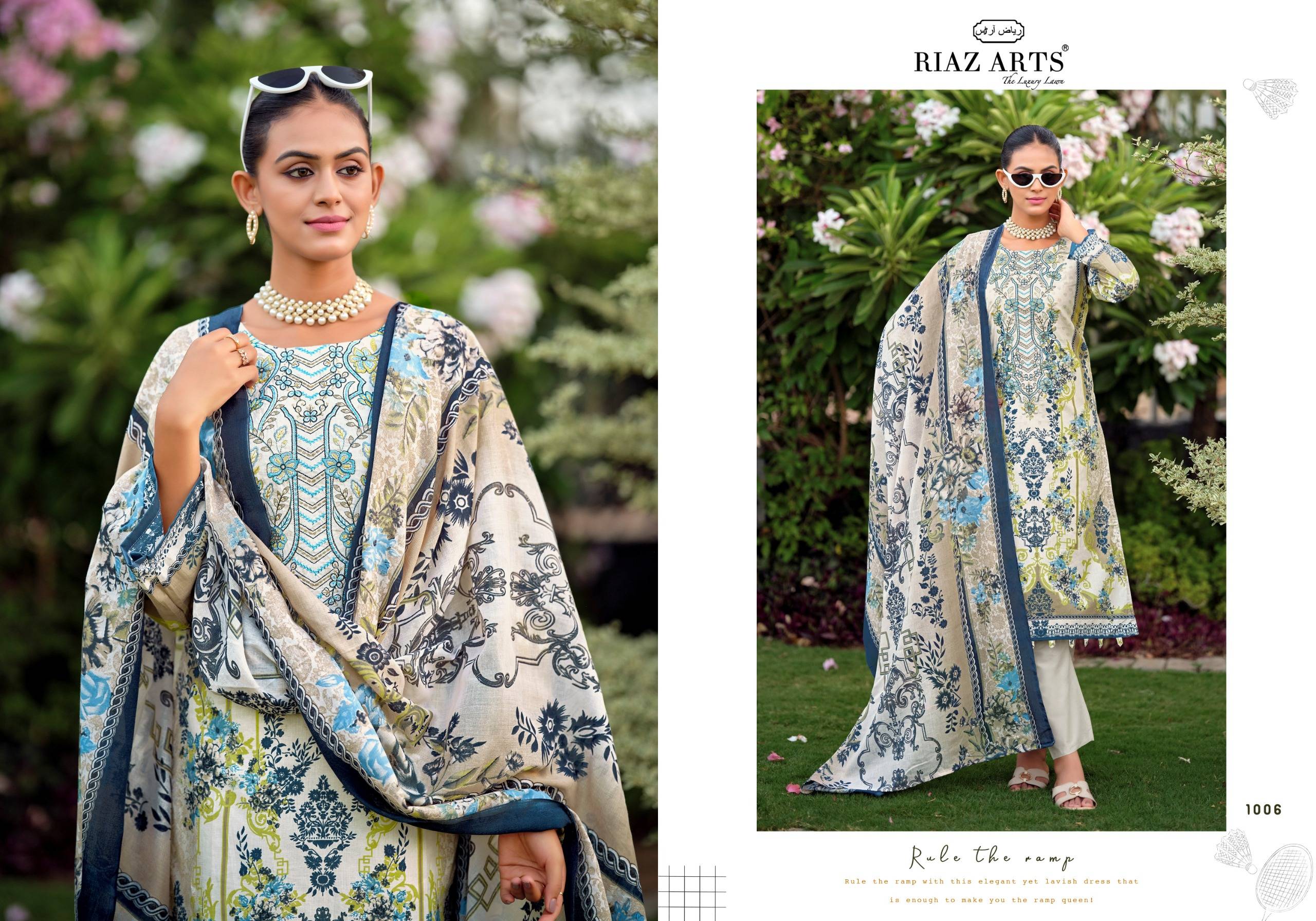 NAYRA VOL-44 By RIAZ ARTS 1001 To 1008 Series Pakistani Suits Ethnic Wear Pure Cotton Dresses At Wholesale